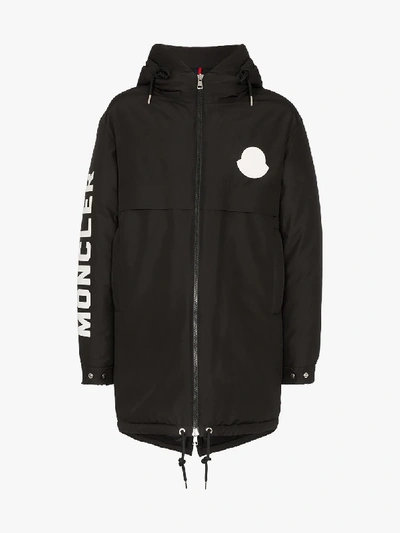 Shop Moncler Charnier Logo Parka Coat In Black