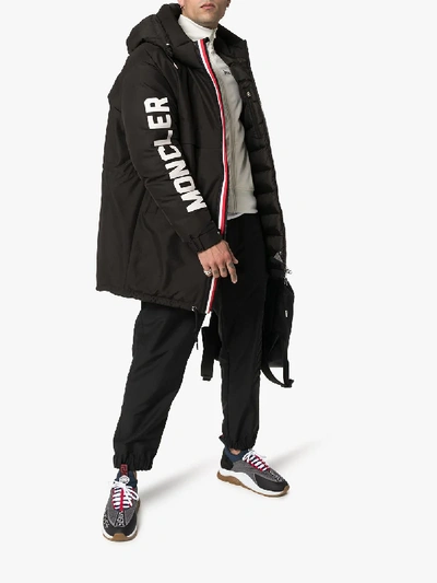 Shop Moncler Charnier Logo Parka Coat In Black