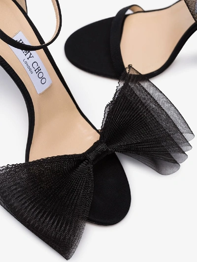 Shop Jimmy Choo Aveline 100 Bow Detail Sandals - Women's - Leather In Black