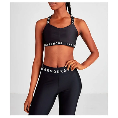 Under Armour Women's Wordmark Strappy Solid Sportlette Sports Bra In Black  Size Small Polyester