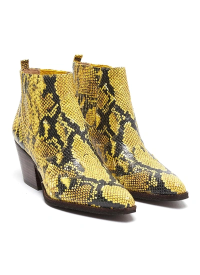 Shop Sam Edelman 'winona' Panelled Snake Embossed Leather Ankle Boots In Yellow Snake Print