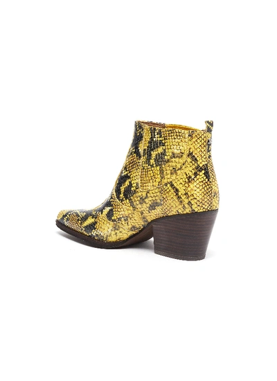 Shop Sam Edelman 'winona' Panelled Snake Embossed Leather Ankle Boots In Yellow Snake Print