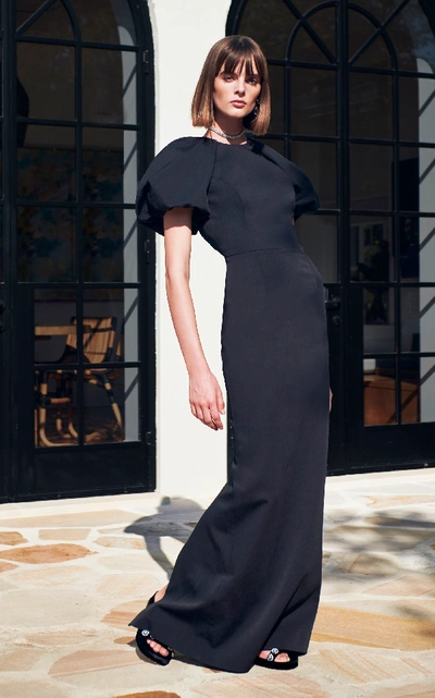 Shop Rebecca Vallance Winslow Short Sleeve Gown In Black