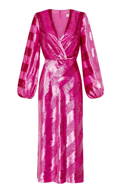 Shop Rebecca Vallance Maison Plunge Midi Dress In Pink