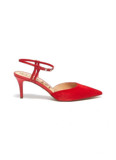 Shop Sam Edelman 'javin' Ankle Strap Suede Pumps In Bright Red