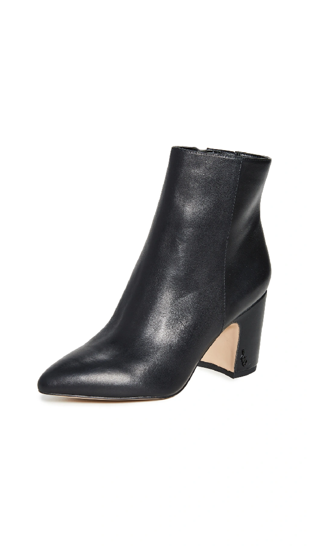 Sam Edelman Women s Hilty Pointed Toe Block High heel Ankle Booties In Black Leather ModeSens