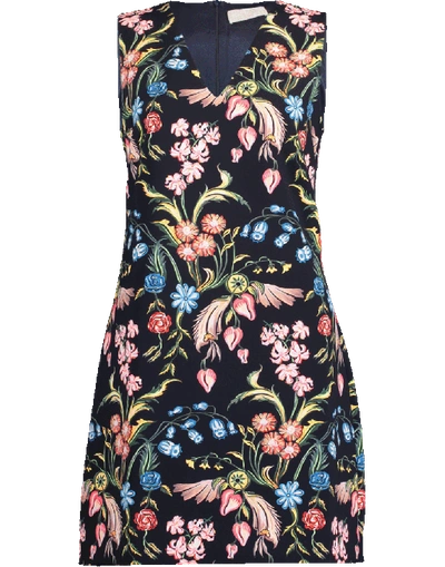 Shop Peter Pilotto Floral Print Cady Mini Dress In Navy