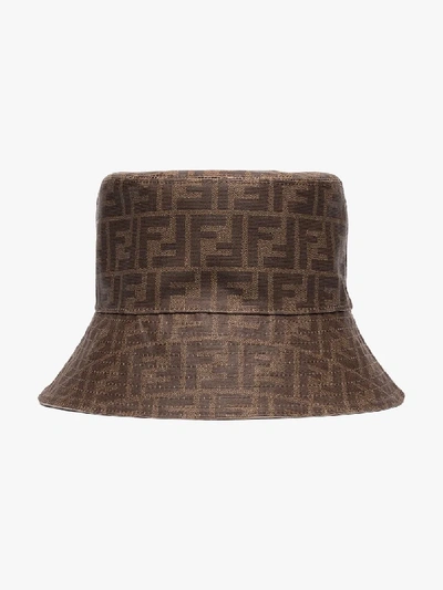 Shop Fendi F Logo Bucket Hat In Brown