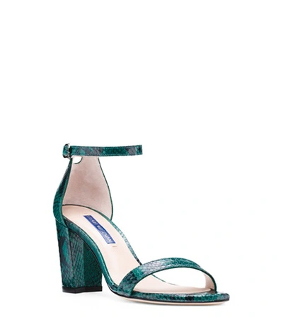 Shop Stuart Weitzman Nearlynude In Emerald Python Printed Leather