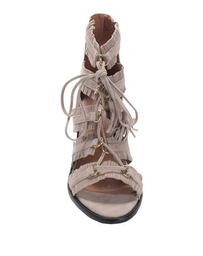 Shop Bcbgmaxazria Woman Sandals Dove Grey Size 8 Soft Leather