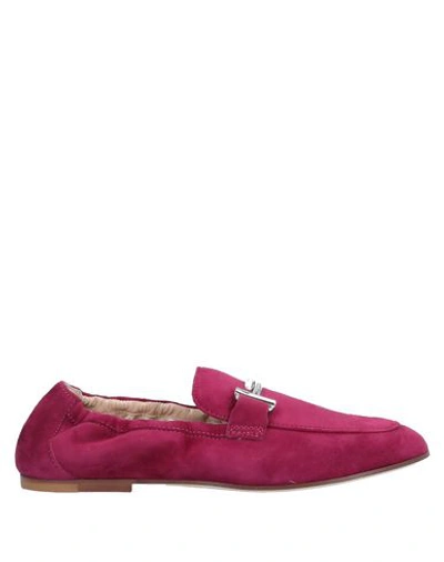 Shop Tod's Woman Loafers Fuchsia Size 4.5 Soft Leather In Pink