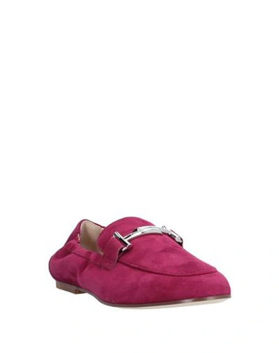 Shop Tod's Woman Loafers Fuchsia Size 4.5 Soft Leather In Pink