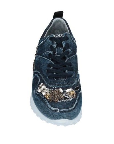 Shop Tod's Woman Sneakers Blue Size 5.5 Textile Fibers