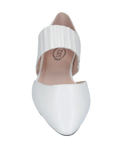 Shop Tod's Woman Ballet Flats White Size 4 Soft Leather