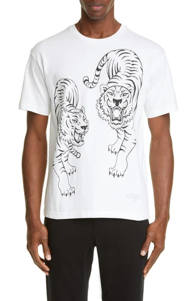 Shop Kenzo Double Tiger Graphic T-shirt In White