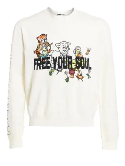 Shop Mcq By Alexander Mcqueen Free Your Soul Embroidered Graphic Sweater In Ivory