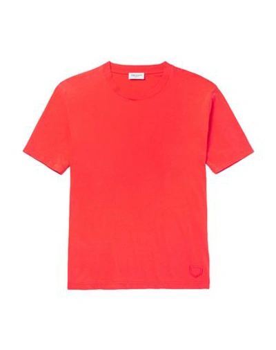Shop Saint Laurent Man T-shirt Red Size S Cotton