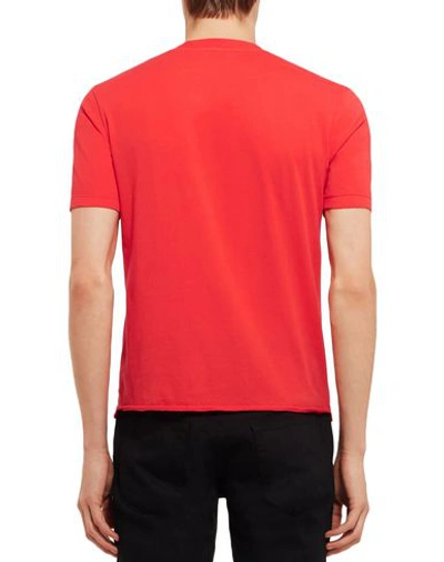 Shop Saint Laurent Man T-shirt Red Size S Cotton