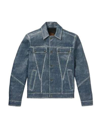 Shop Tod's Leather Jacket In Blue