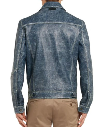 Shop Tod's Leather Jacket In Blue