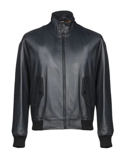 Shop Burberry Biker Jacket In Dark Blue