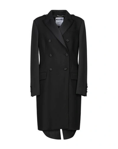Shop Moschino Coat In Black
