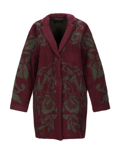 Shop Mason's Woman Coat Burgundy Size 10 Wool, Acrylic, Polyamide, Polyester, Other Fibres In Red