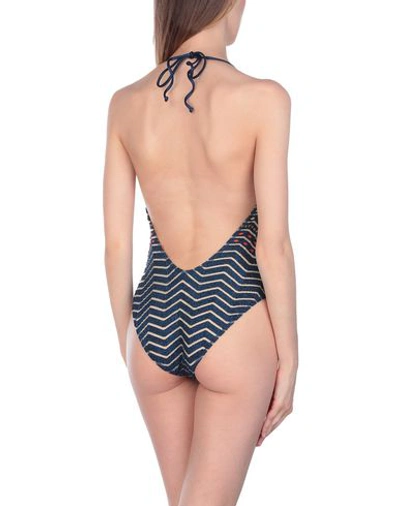 Shop Missoni One-piece Swimsuits In Dark Blue