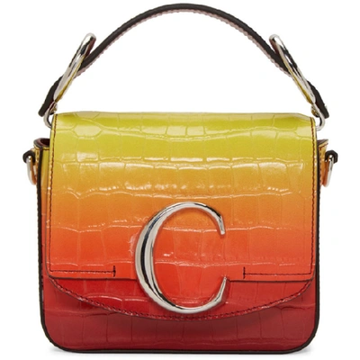 Shop Chloé Chloe Yellow And Red Mini Croc Chloe C Bag In 9x0 Yellowr