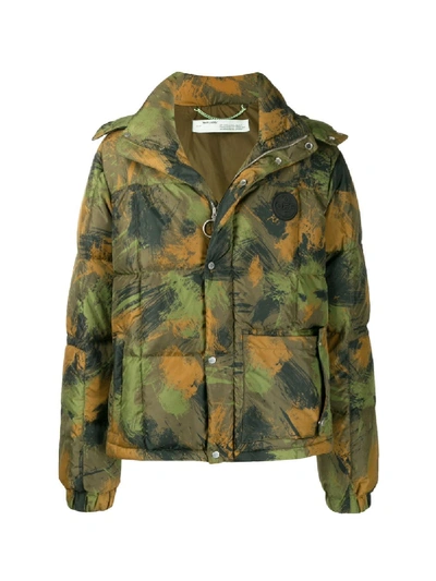 Shop Off-white Camouflage Padded Jacket In Green
