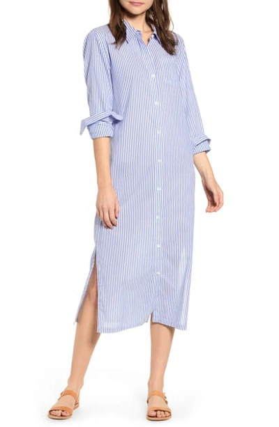 Shop Alex Mill Stripe Maxi Shirtdress In Blue/ White