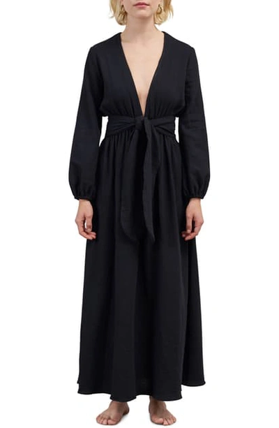 Shop Mara Hoffman Luna Cover-up Maxi Dress In Black