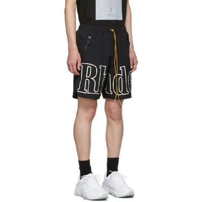 Shop Rhude Black Logo Shorts In Blackwhite