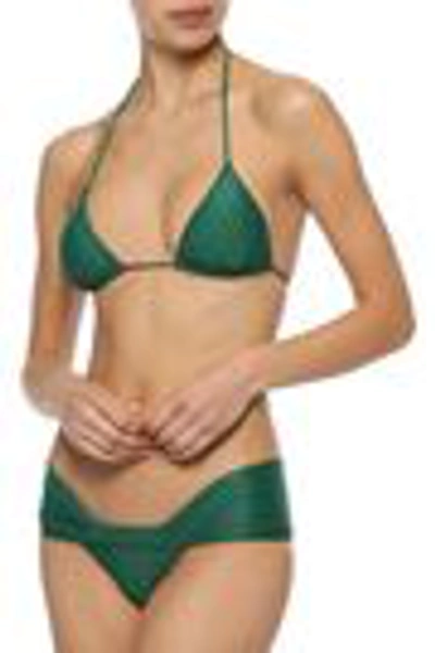 Shop Adriana Degreas Ruched Triangle Bikini In Emerald