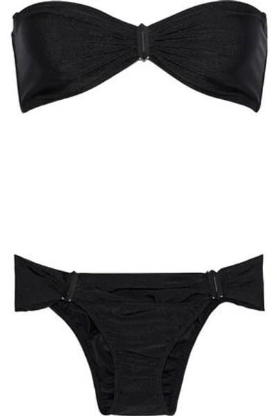 Shop Adriana Degreas Embellished Ruched Bandeau Bikini In Black