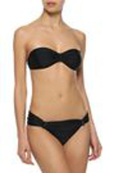 Shop Adriana Degreas Embellished Ruched Bandeau Bikini In Black