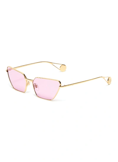 Shop Gucci Metal Angular Cat Eye Sunglasses In Metallic
