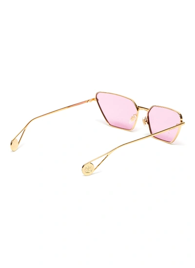 Shop Gucci Metal Angular Cat Eye Sunglasses In Metallic