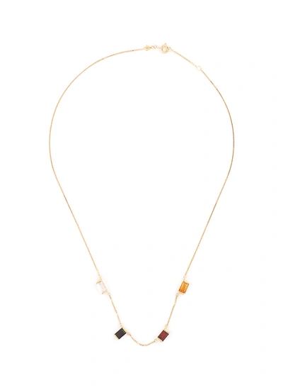 Shop Aliita 'deleite' Gemstone Station 9k Yellow Gold Necklace In Metallic