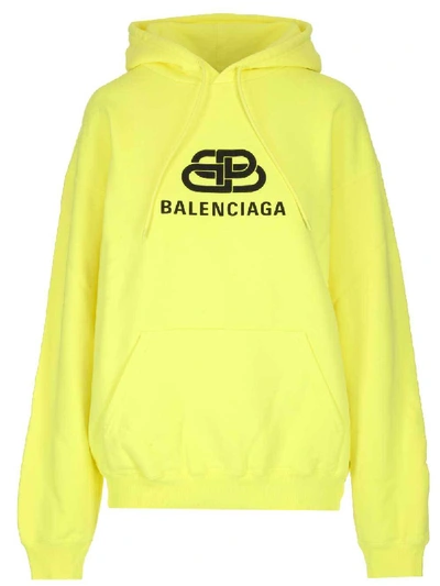 Shop Balenciaga Bb Logo Hoodie In Yellow