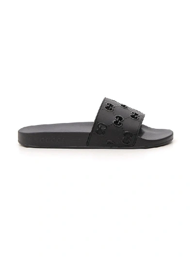 Shop Gucci Gg Logo Slides In Black