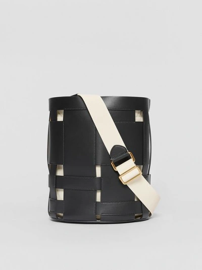 Shop Burberry Small Leather Foster Bucket Bag In Black