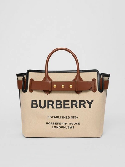 Shop Burberry The Medium Cotton Canvas Triple Stud Belt Bag In Malt Brown/black