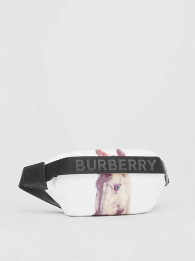 Shop Burberry Medium Unicorn Print Nylon Bum Bag In White