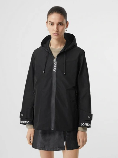 Shop Burberry Logo Detail Shape-memory Taffeta Hooded Jacket In Black