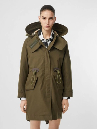 Shop Burberry Detachable Hood Cotton Gabardine Parka In Dark Military Khaki