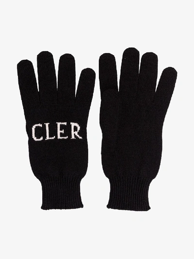 Shop Moncler Black Intarsia Logo Gloves