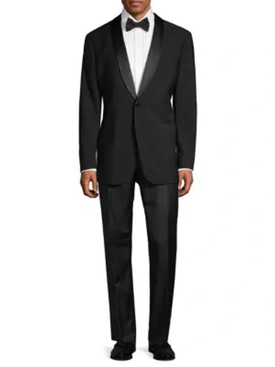 Shop Giorgio Armani Classic-fit Shawl Collar Wool Tuxedo In Black