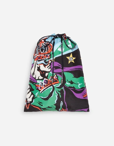 Shop Dolce & Gabbana Mid-length Swimming Trunks With Superhero King Print In Multi-colored