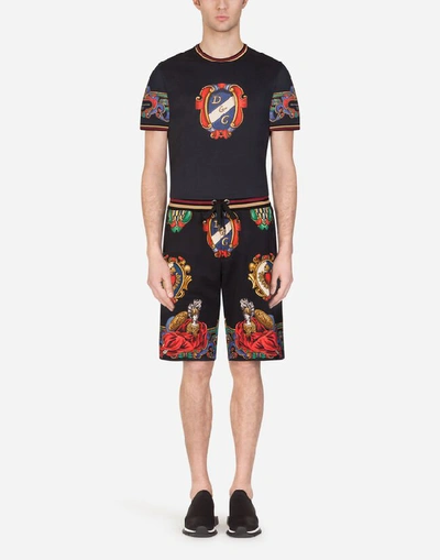 Shop Dolce & Gabbana Cotton T-shirt With Dg Print In Black